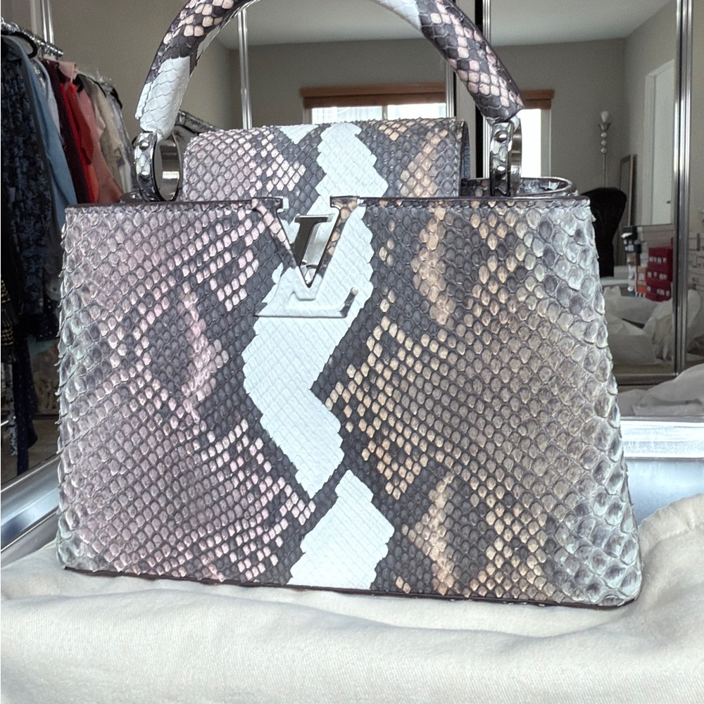 Louis Vuitton Python Gray and White with Structured Elegance